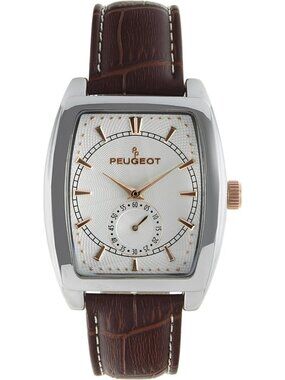 Stylish Men's Rectangular Wrist Watch with Remote Sweep Seconds & Leather Strap